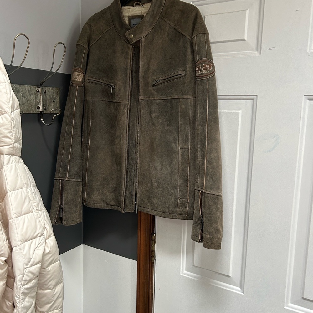 Brown Suede Jacket With Logo Patch - image 7